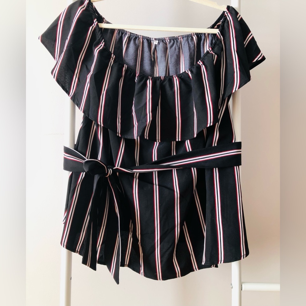 Off the shoulder blouse with belt